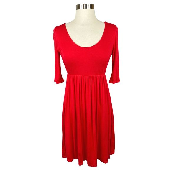 Nymphe Red Scoop Neck Babydoll Dress - Size Medium - Picture 1 of 5